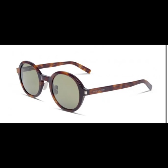 Saint Laurent SL 161 Slim Round Unisex Sunglasses - Tortoise - Picture 3 of 9
